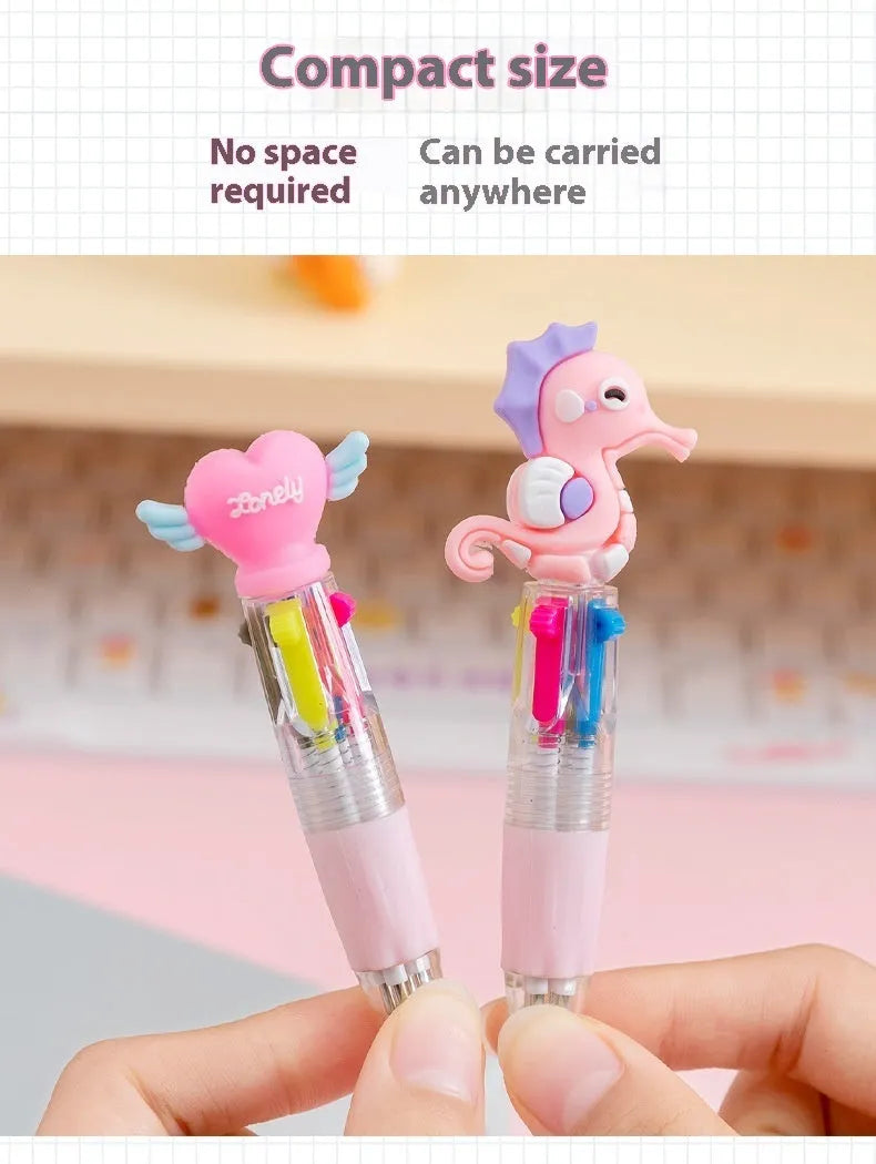 Four-colour press ballpoint pen with themed design and 0.7mm bullet tip