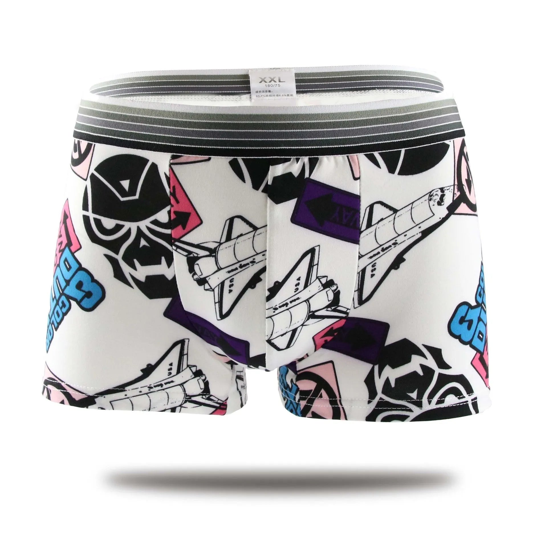 Cartoon print mid-waist polyester boxer briefs men's underwear elastic waistband