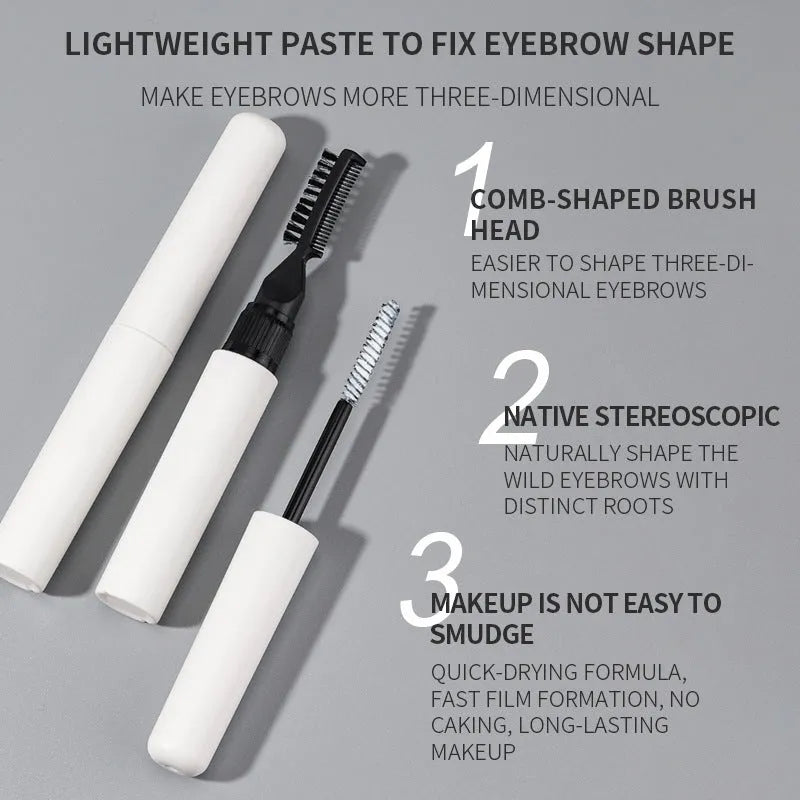 Eyebrow gel with brush applicator for natural brow shaping in white or pink colour options