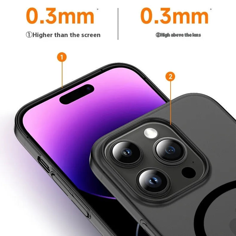 Frosted magnetic PC phone case for iPhone in transparent pink colour with full coverage design