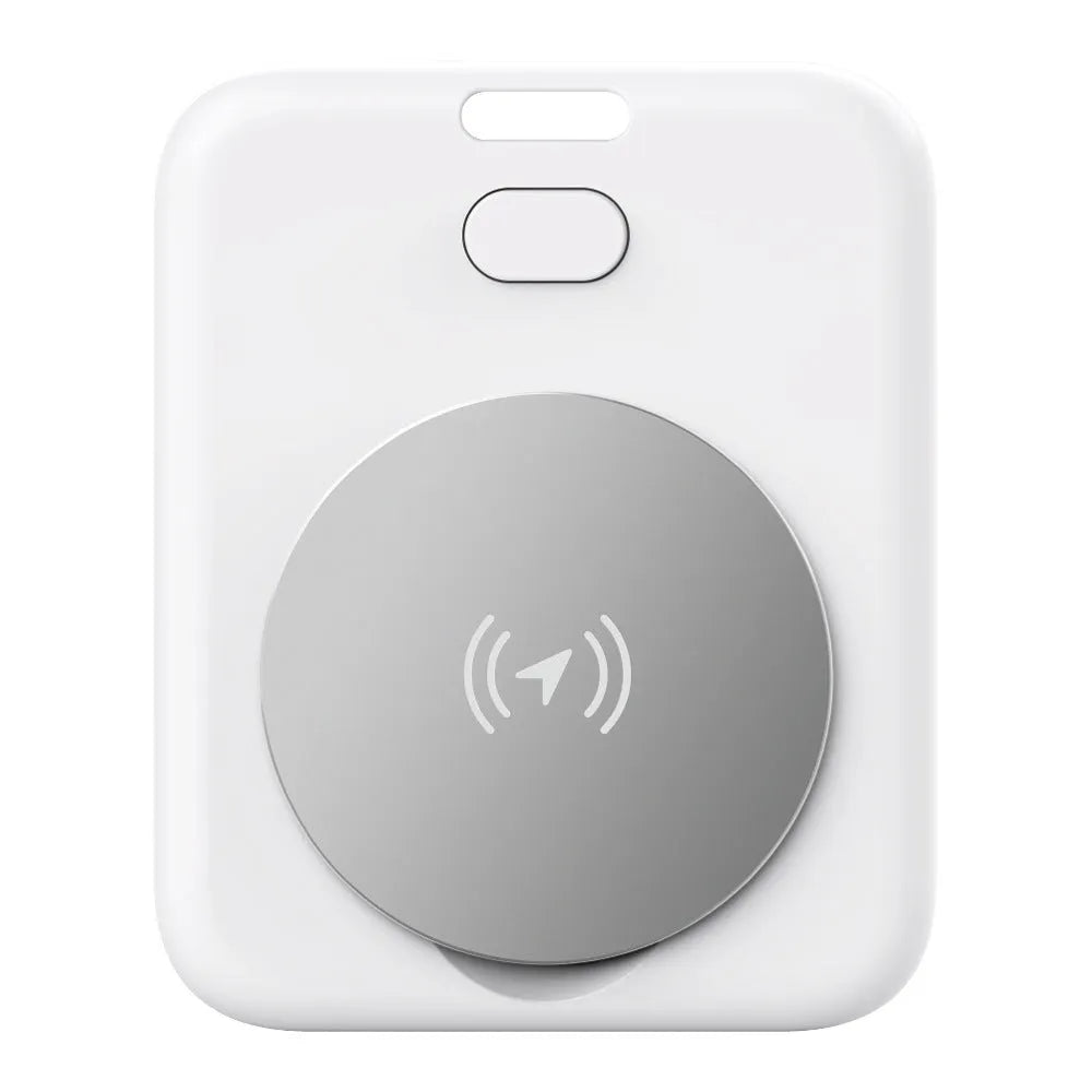 White ABS plastic pet tracking device with GPS functionality for Apple users