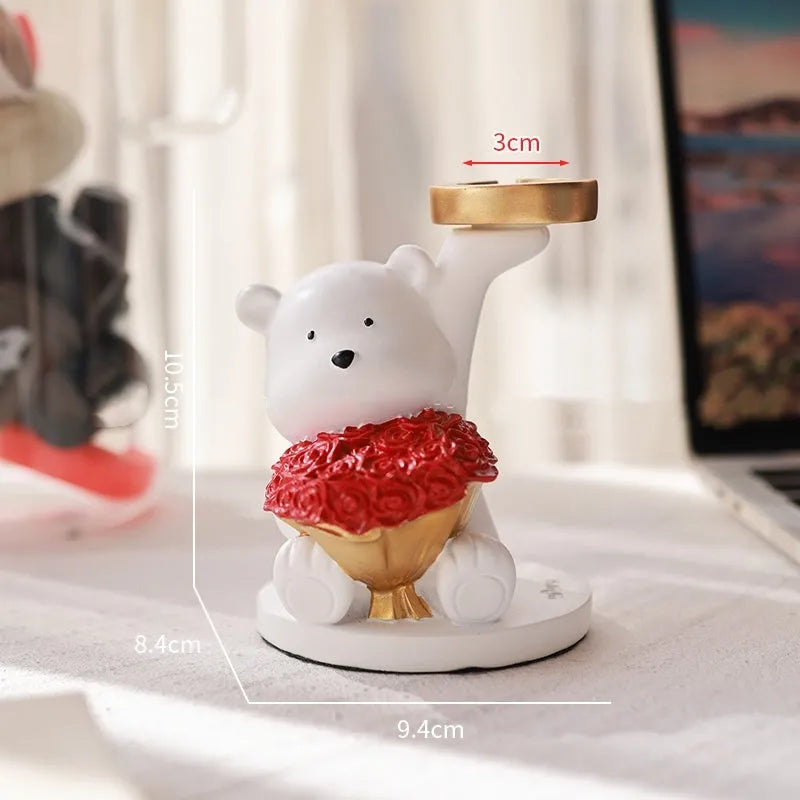 Resin watch charging bracket in cat and bear styles for Apple and Huawei smartwatches