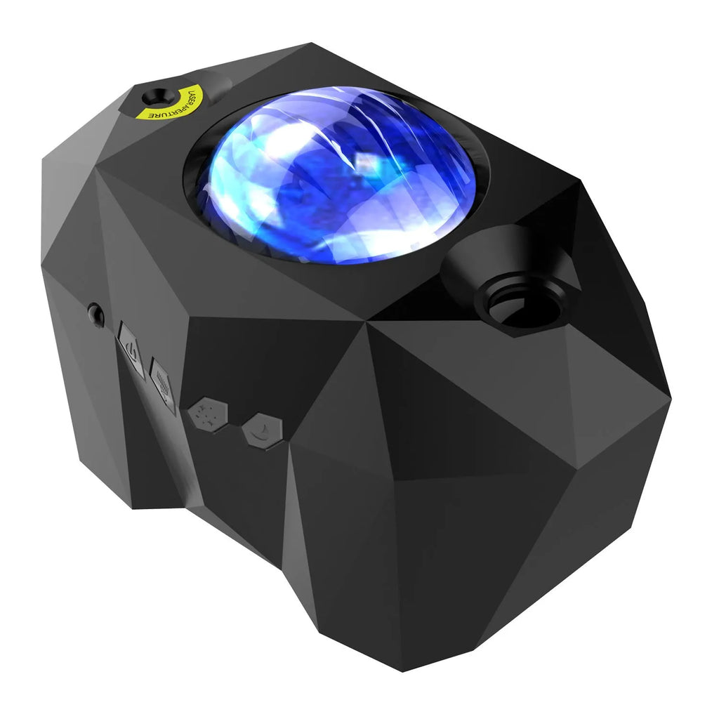 LED projector with green laser and multi-colour water wave, 13 colour patterns, USB powered, remote control included