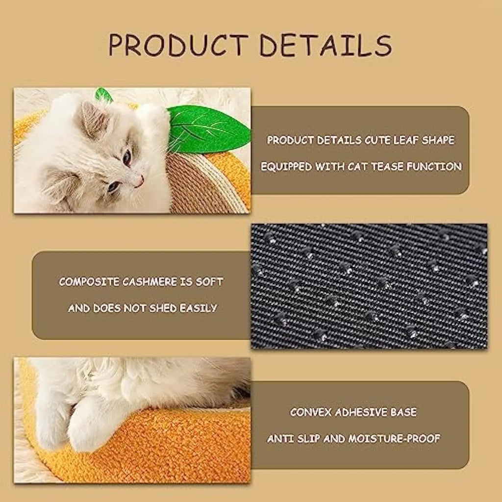 Round yellow sisal cat scratching board with concave centre bed for small breeds