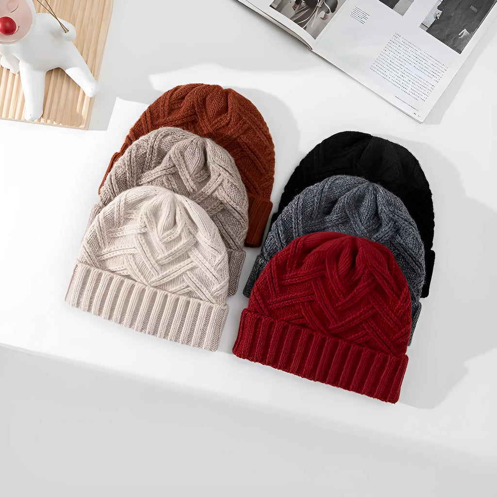 Women's knitted wool winter hat with dome crown in one of six colour options