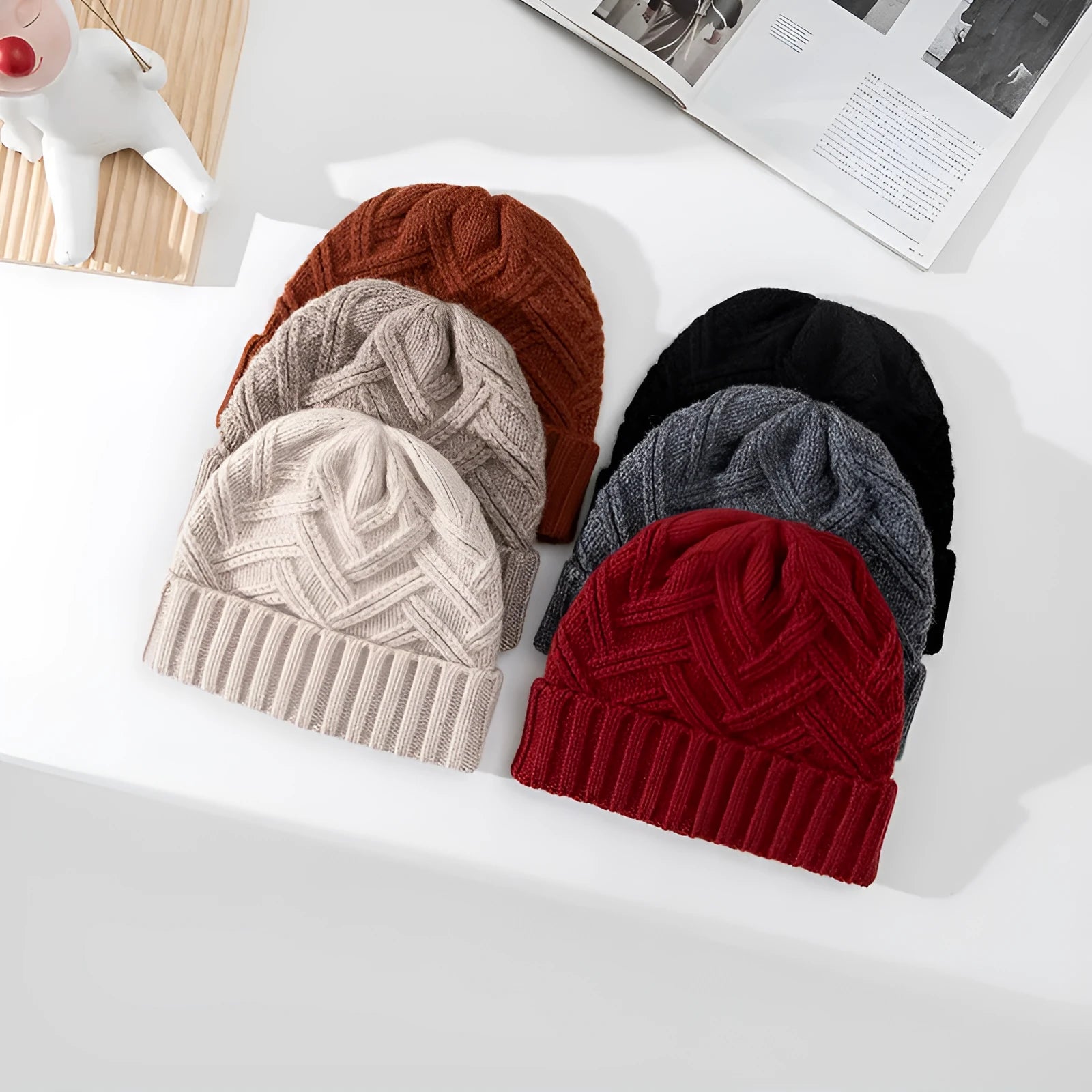 Women's knitted wool winter hat with dome crown in one of six colour options