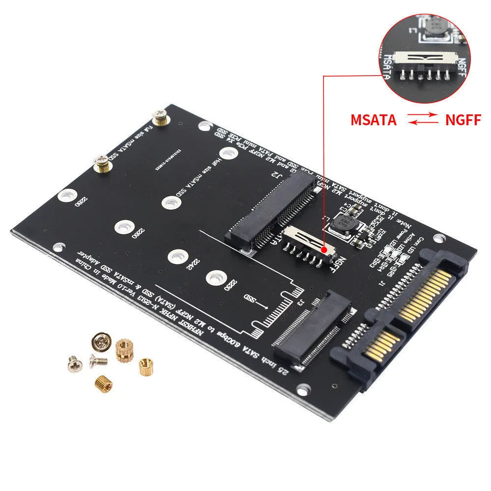 Black SATA3 to M.2 MSATA SSD conversion adapter card measuring 50mm by 30mm