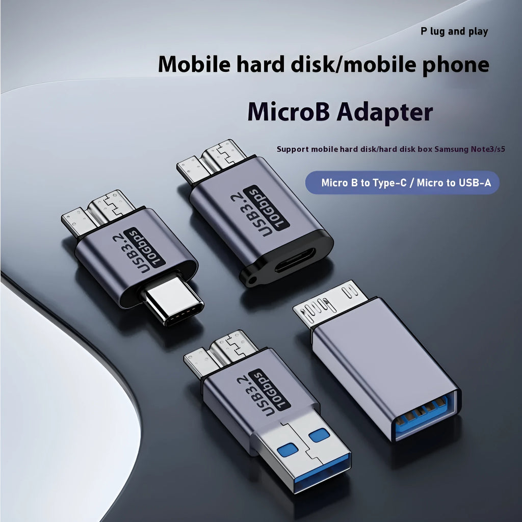 Micro B adapter converter showing USB-C to Micro B and USB to Micro B connections for charging and data transfer