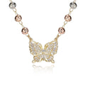 Gold butterfly necklace with zircon inlay, adjustable stainless steel women's jewellery for gifts