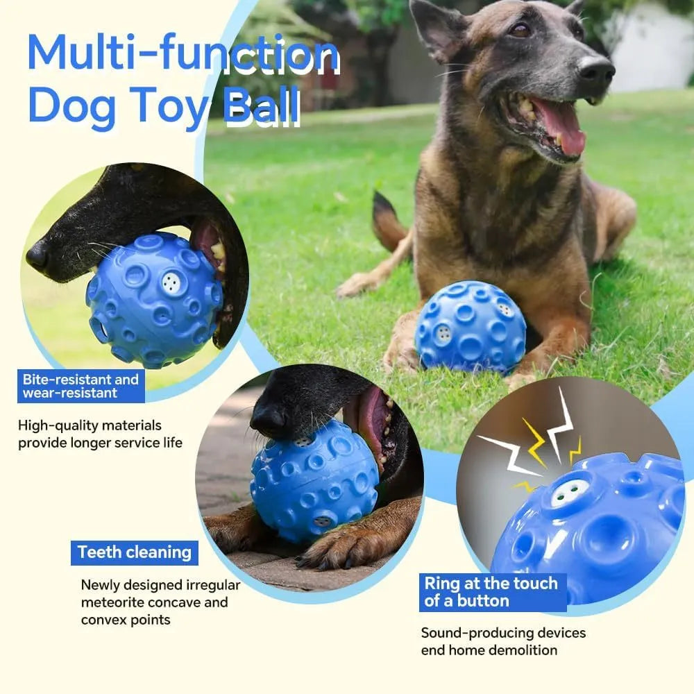 Natural rubber dog toy ball with textured surface in choice of five colours for aggressive chewers