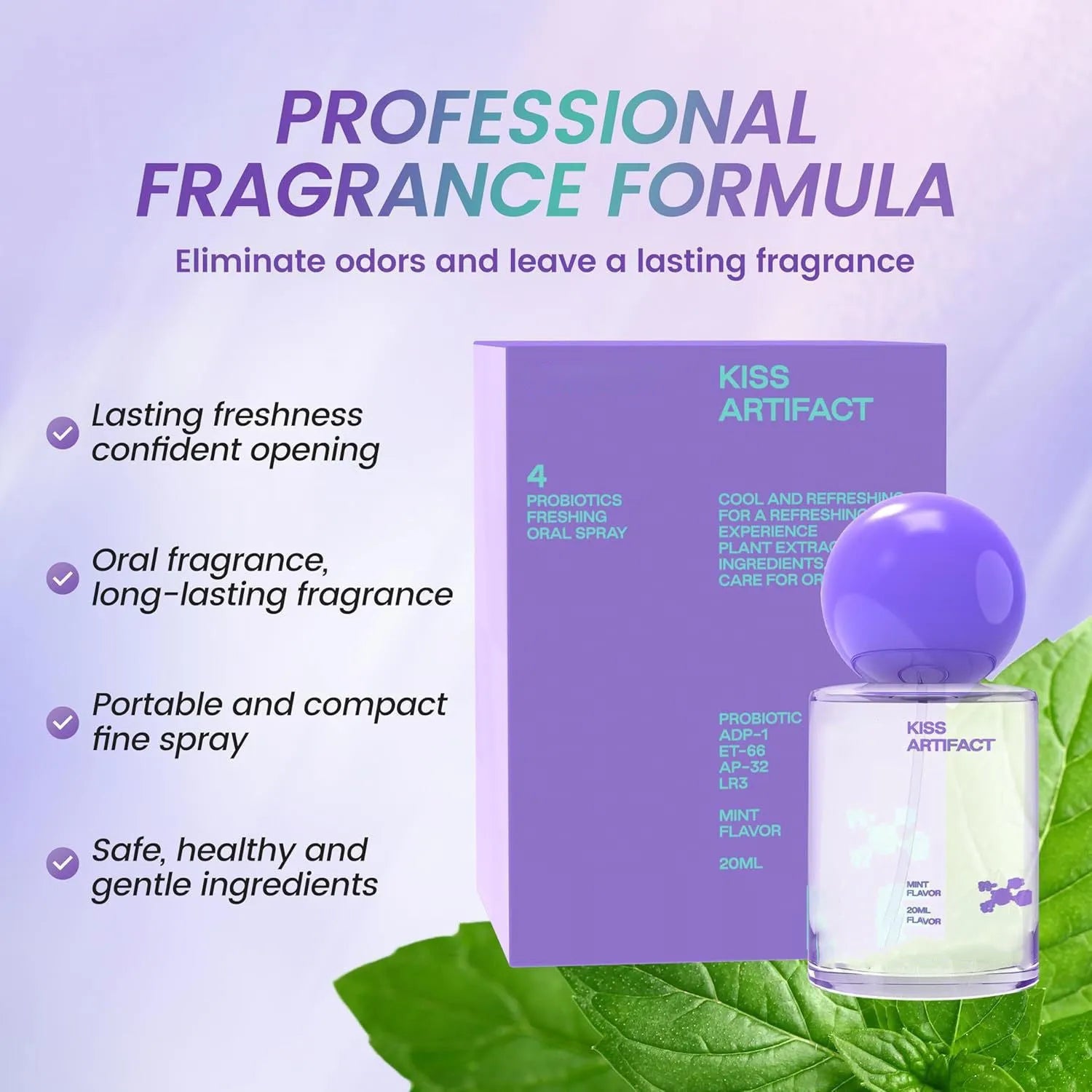 20ml probiotic oral spray bottle with hydrating properties for portable body care