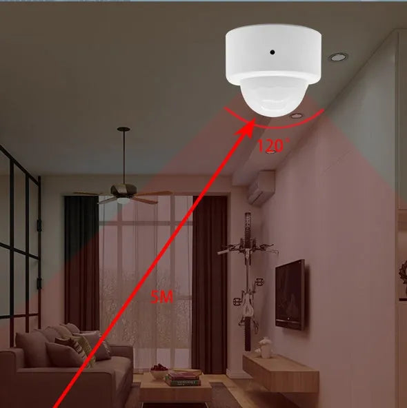 White wireless infrared body sensor with ZigBee 3.0 for smart home motion detection