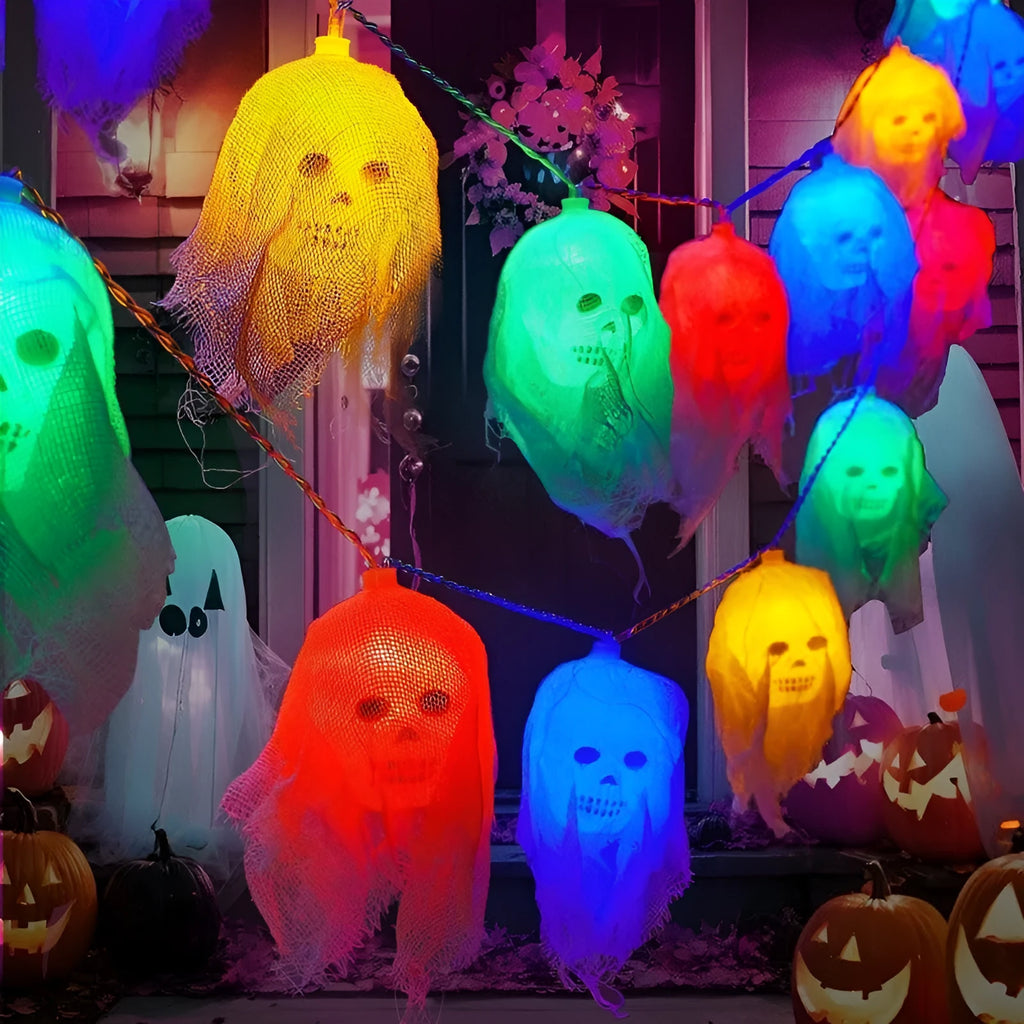 Halloween battery-powered LED coloured lights for indoor wall decoration in plastic shell