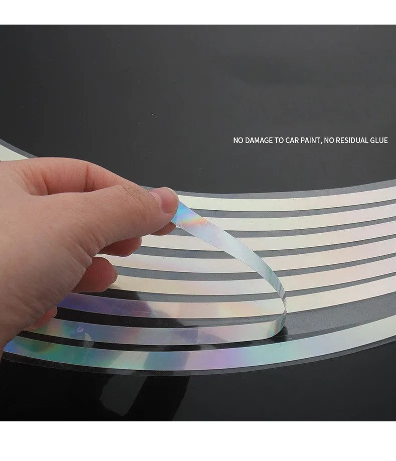 PET waterproof laser reflective stickers for car and motorcycle wheel hubs in four size options
