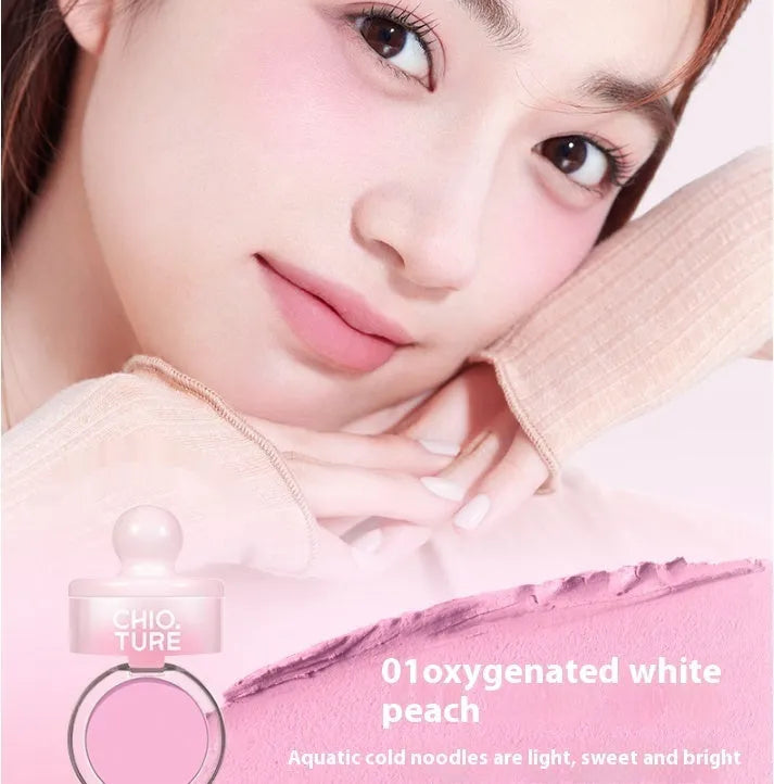 Blush mud can powder blusher with shimmer effect in four nude monochrome shades
