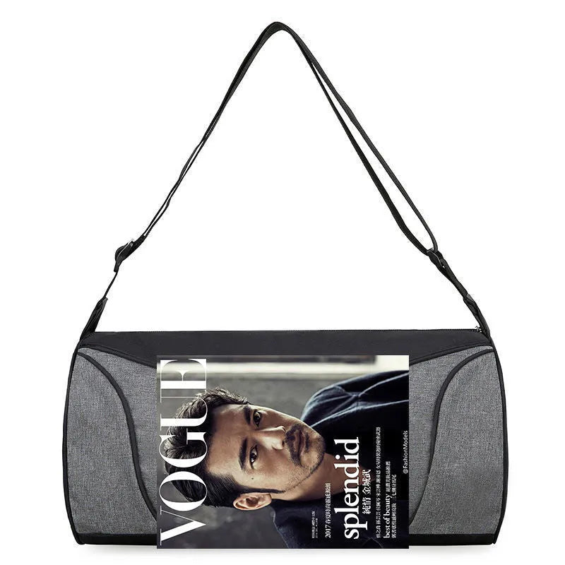 Portable Oxford cloth travel bag with alphabet detail, unisex holdall in black, blue, dark blue, light grey or wine red