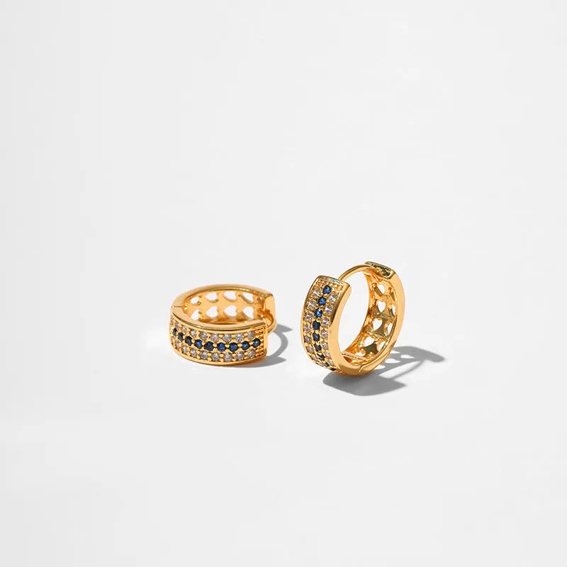 Round geometric women's earrings in copper with 18K gold electroplating, colour KE1268.
