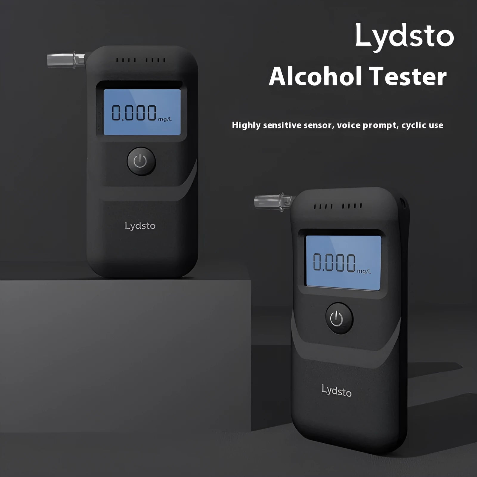 Black HD-JJCSY01 portable alcohol breath tester unit for household drink-drive detection