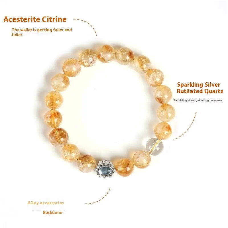 Citrine gemstone crystal bracelet with 10mm stones in geometry unisex design