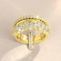 Geometric zircon three-piece ring set in white gold or yellow gold colour, sizes 6 to 10, copper band