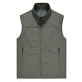 Men's loose-fit outdoor cardigan vest with stand collar and zipper pockets in Army Green colour.