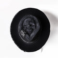 Handmade wool felt and denim conical crown skull hat for Halloween costume