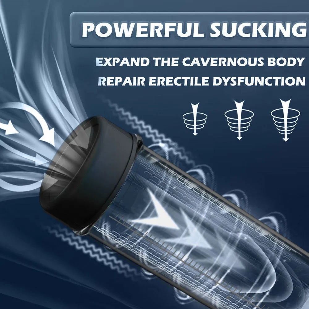 Men's electric penis pump for vacuum stretching exercises with ABS and TPE construction