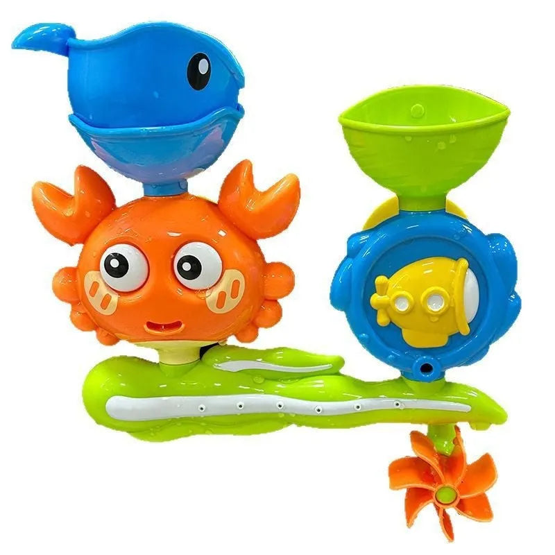 Children's crab turntable water cup bath toy in red or yellow, plastic, 275g colour box, for infants 0-2 years.