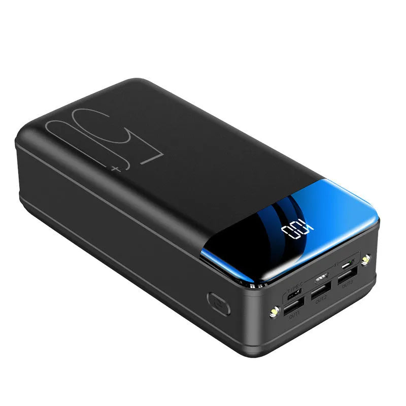 Large capacity 50000 mAh power bank in black or white with three charging ports