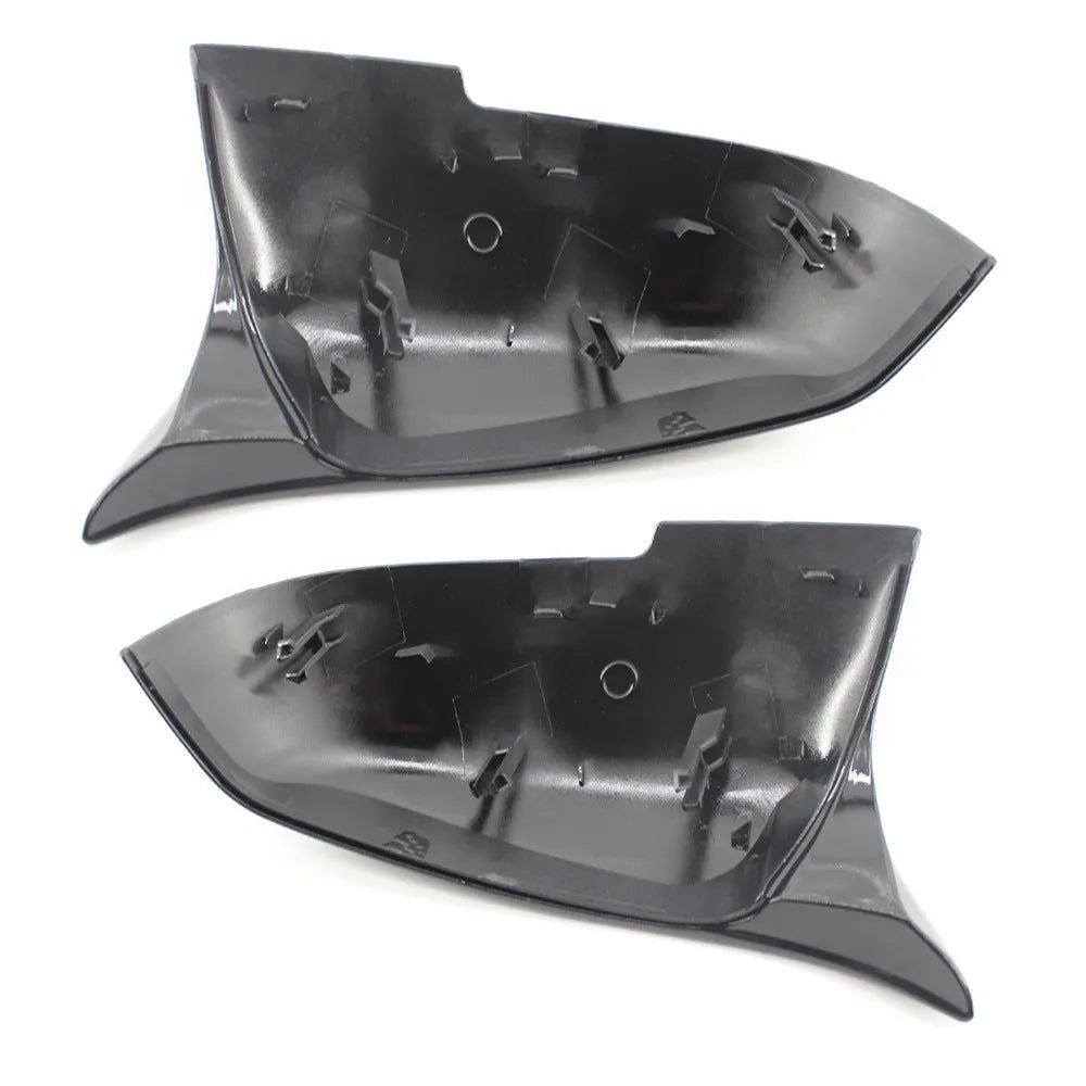 Pair of paint bright black BMW F series replacement rear-view mirror shells