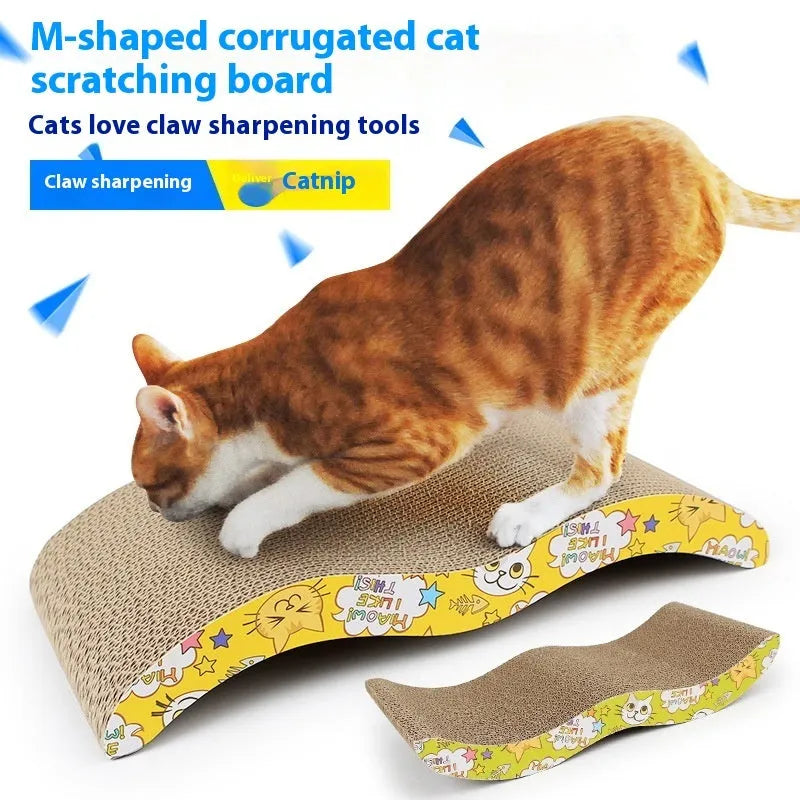 Leather-bound corrugated paper cat scratch board in multiple shape variations