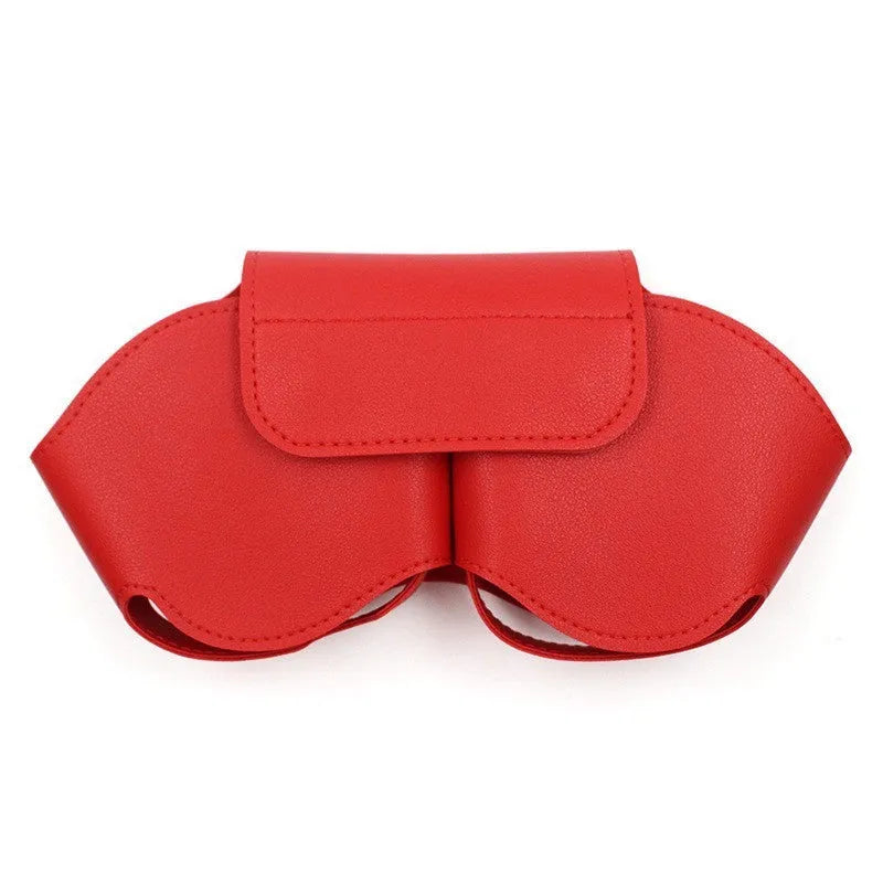 AirPods Max protective case in PU leather, shown in available colours: black, red, white, green, and blue.