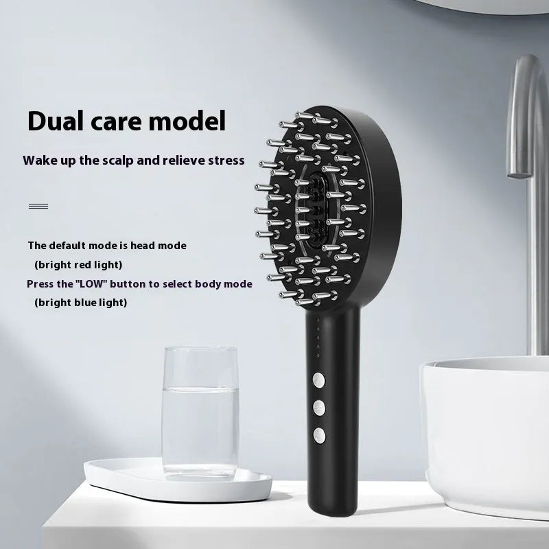 KD3802 Black colour scalp medicine supplying device with multifunctional vibration massage on a white background.