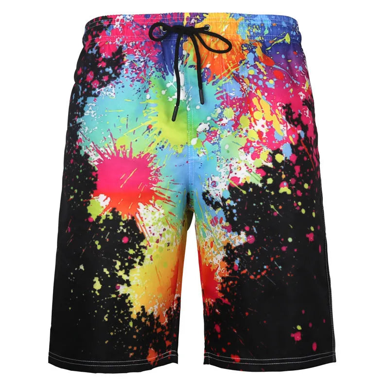 Men's octopus print beach shorts in polyester with straight leg, available in sizes S to 4XL and eight styles