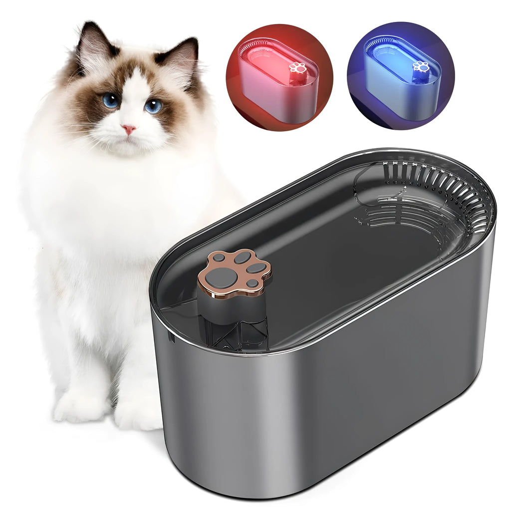 Berlin blue automatic pet water fountain with LED light indicator and triple filtration system