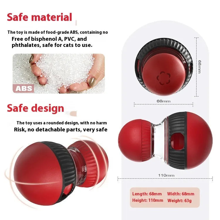 Rotating plastic cat toy with dropping ball and sound effects in toy cat and super ball design