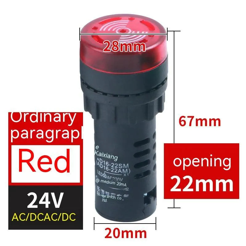 AD16-22SM red LED flashing sound and light buzzer for 22mm panel mounting