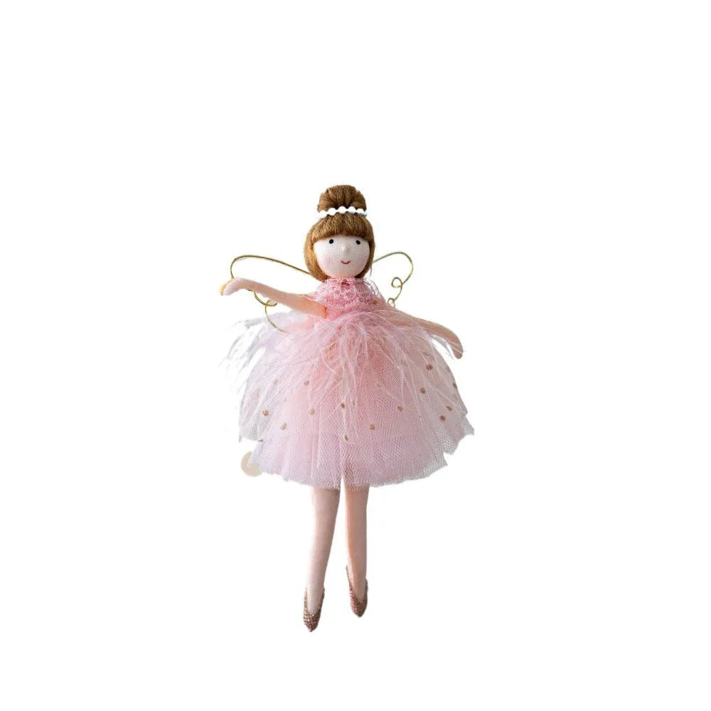 Pink and white cloth ballet girl angel plush pendant doll with modern simple style