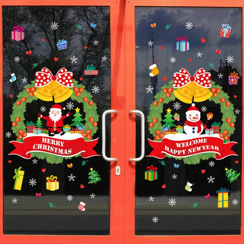 Non-adhesive electrostatic Christmas wall sticker with colourful cartoon pattern, 60×45cm PVC decoration