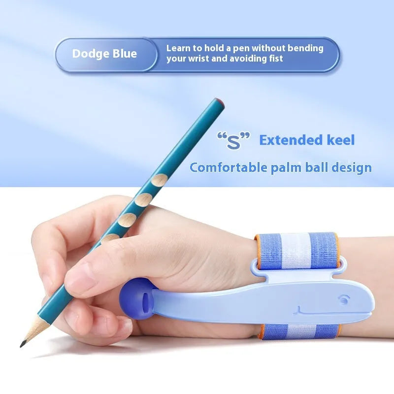 Blue and pink anti-hook pen holder corrector for writing posture training