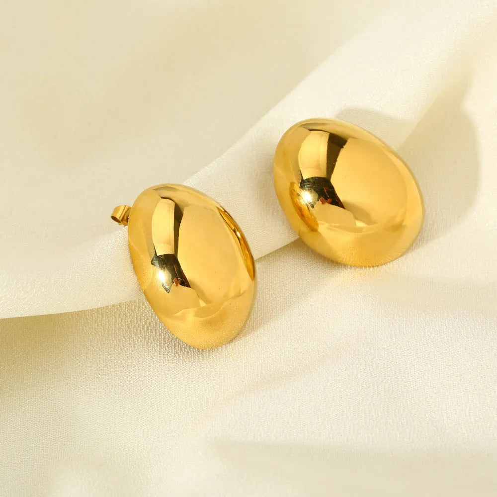 Geometric earrings with exaggerated glazed surface and 18K gold colour electroplated finish