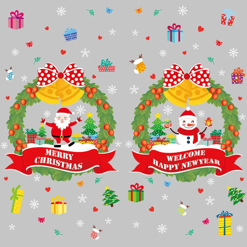 Non-adhesive electrostatic Christmas wall sticker with colourful cartoon pattern, 60×45cm PVC decoration