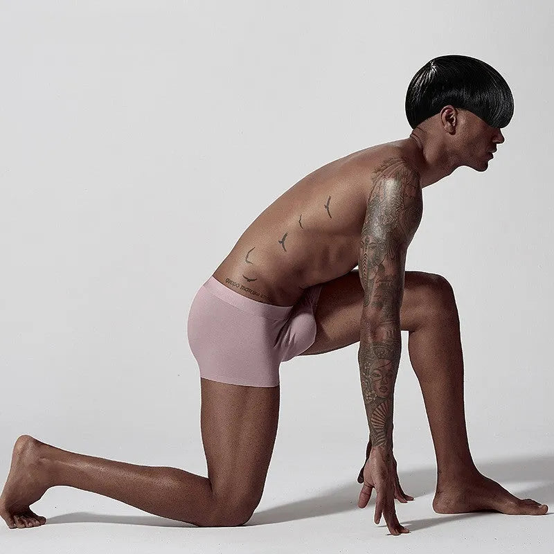 Seamless modal men's underwear in green, pink or white with mid waist design