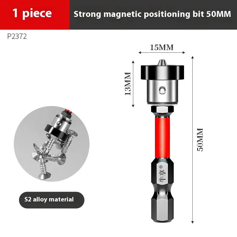S2 steel strong magnetic positioning screwdriver bit, 50mm full length, for electric hand drill and screwdriver