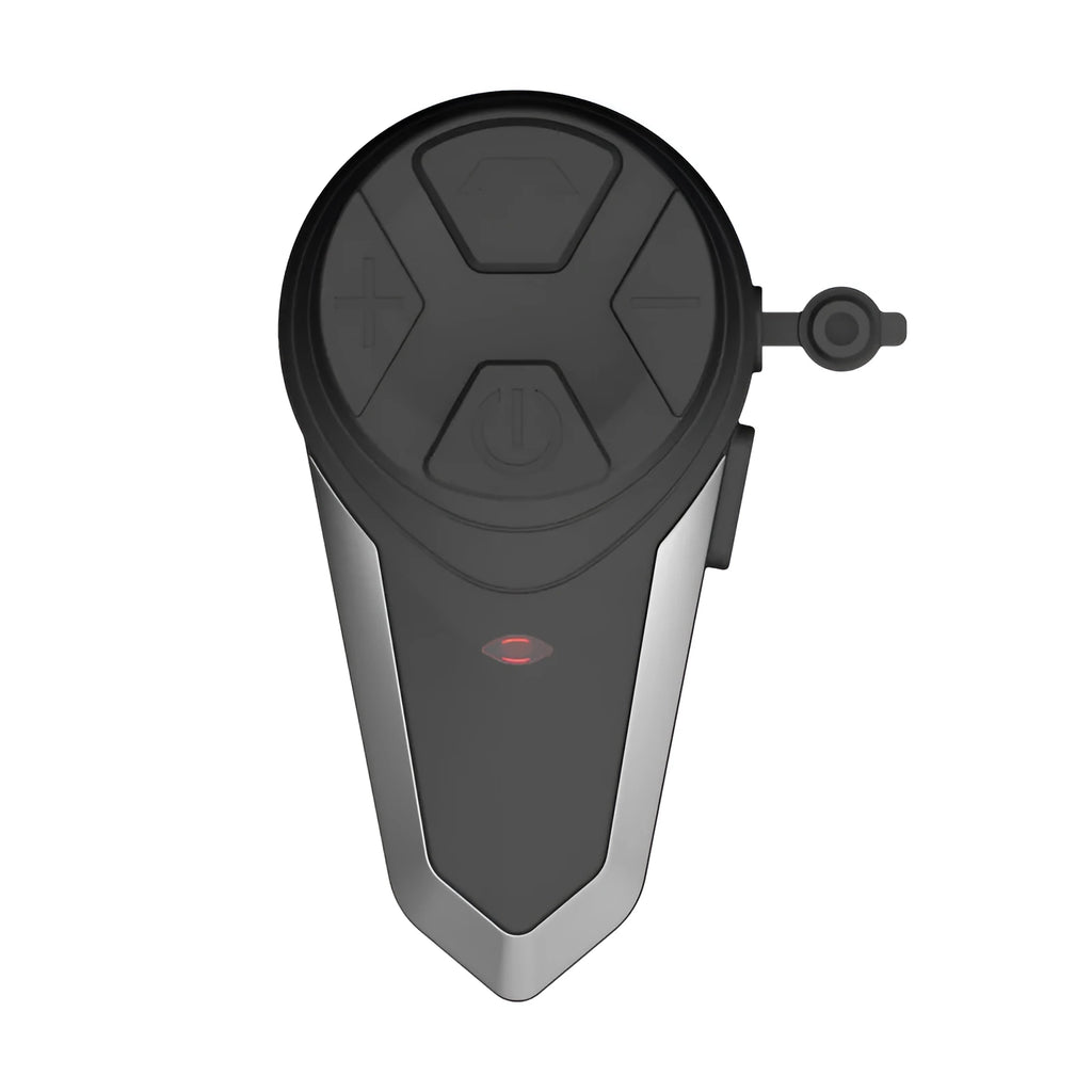 BT-S3NS wireless car headset in black with USB charging cable