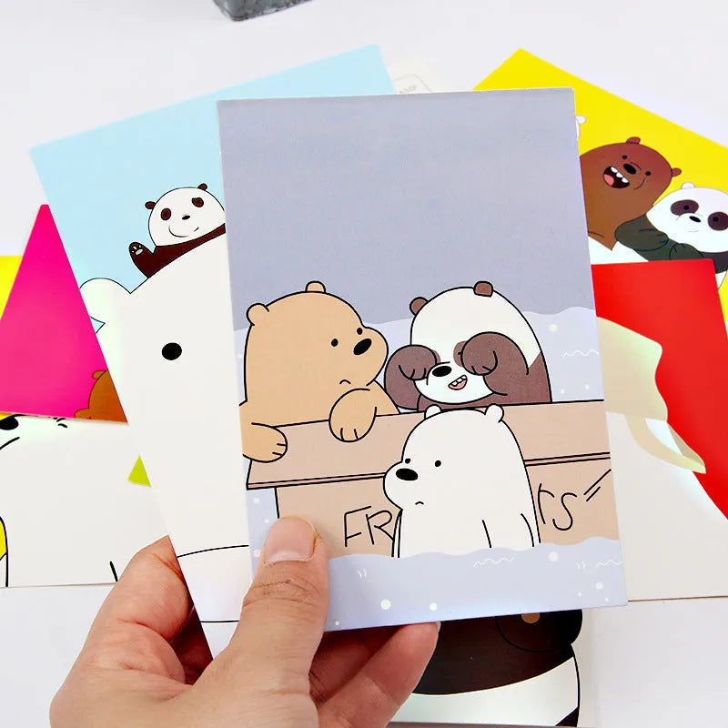 Set of nine retro-style postcards with cartoon illustrations of Paris towers and landmarks.