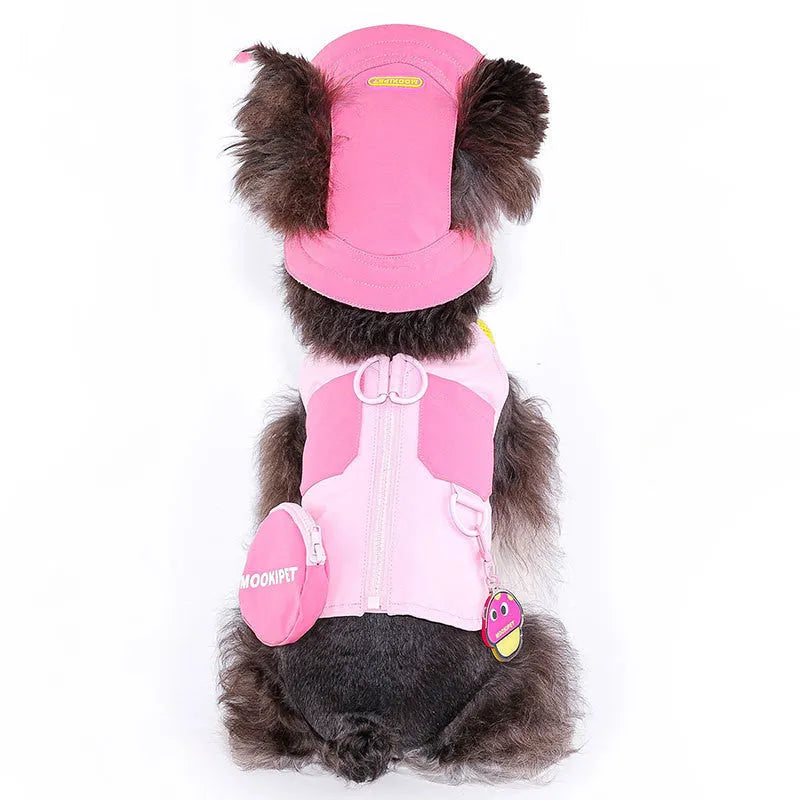 Pink polyester dog vest for small breeds on Bichon Frise or similar dog