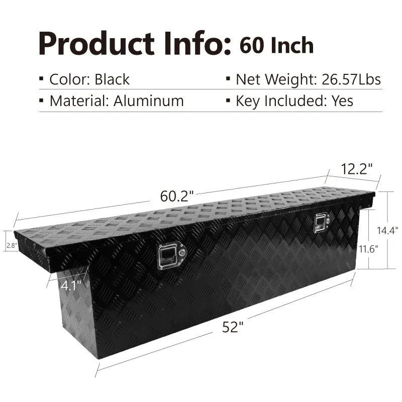 Black aluminium alloy 26-inch toolbox with T-casting box construction for professional tool storage
