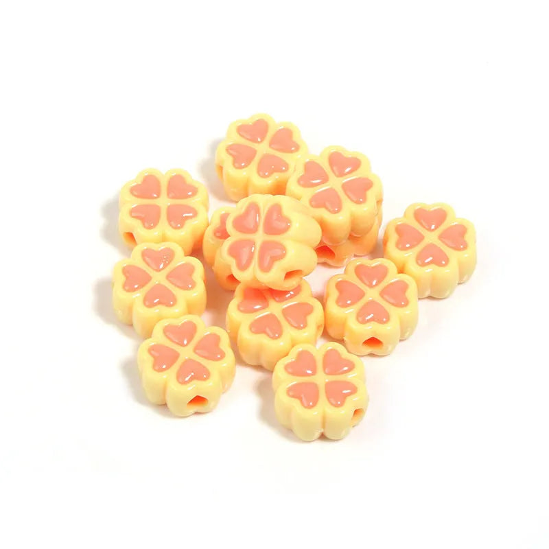 15mm acrylic four-leaf clover beads with frosted finish in multiple colour options