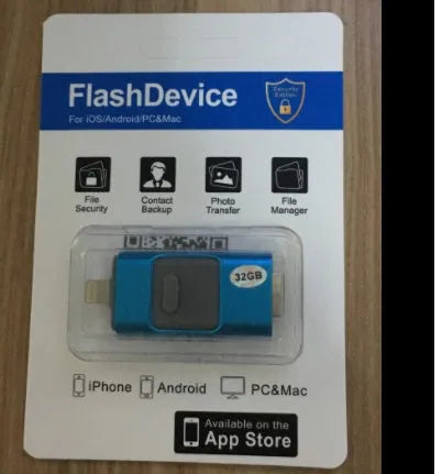 OTG three-in-one USB flash drive with metal shell, USB 2.0, 55mm x 22.5mm x 9.2mm, for Apple Android and computer